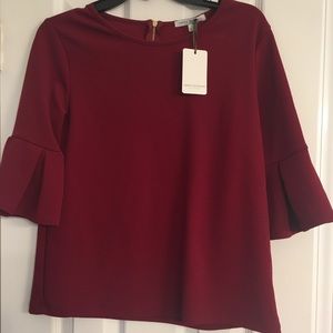Crimson top with flare sleeves